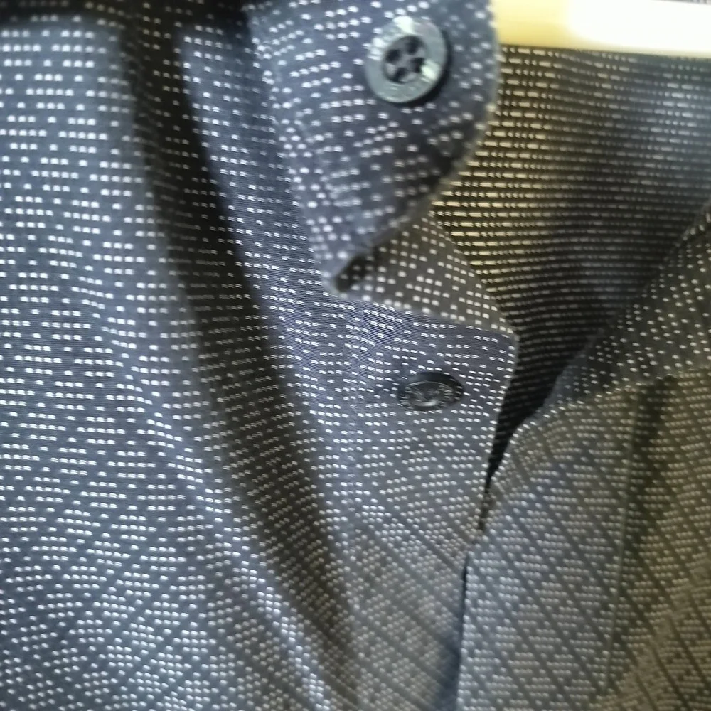 Gucci Mens Navy Blue Micro Geometric Diamond Long Sleeve Button Down Shirt 41 16